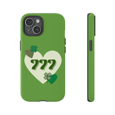 "Aligned in Love & Luck" – 777 Angel Number Heart Phone Case