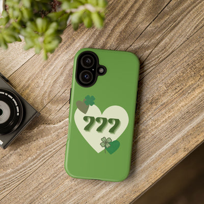 "Aligned in Love & Luck" – 777 Angel Number Heart Phone Case