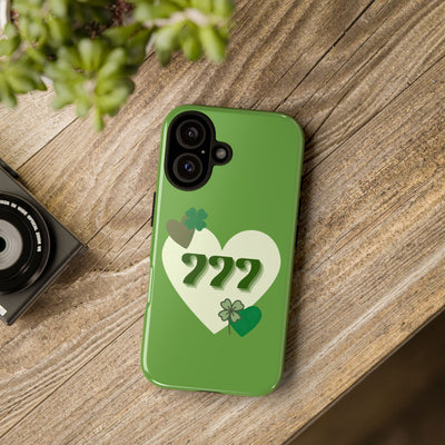 "Aligned in Love & Luck" – 777 Angel Number Heart Phone Case