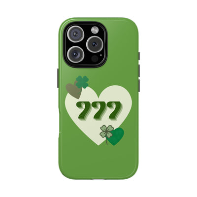 "Aligned in Love & Luck" – 777 Angel Number Heart Phone Case