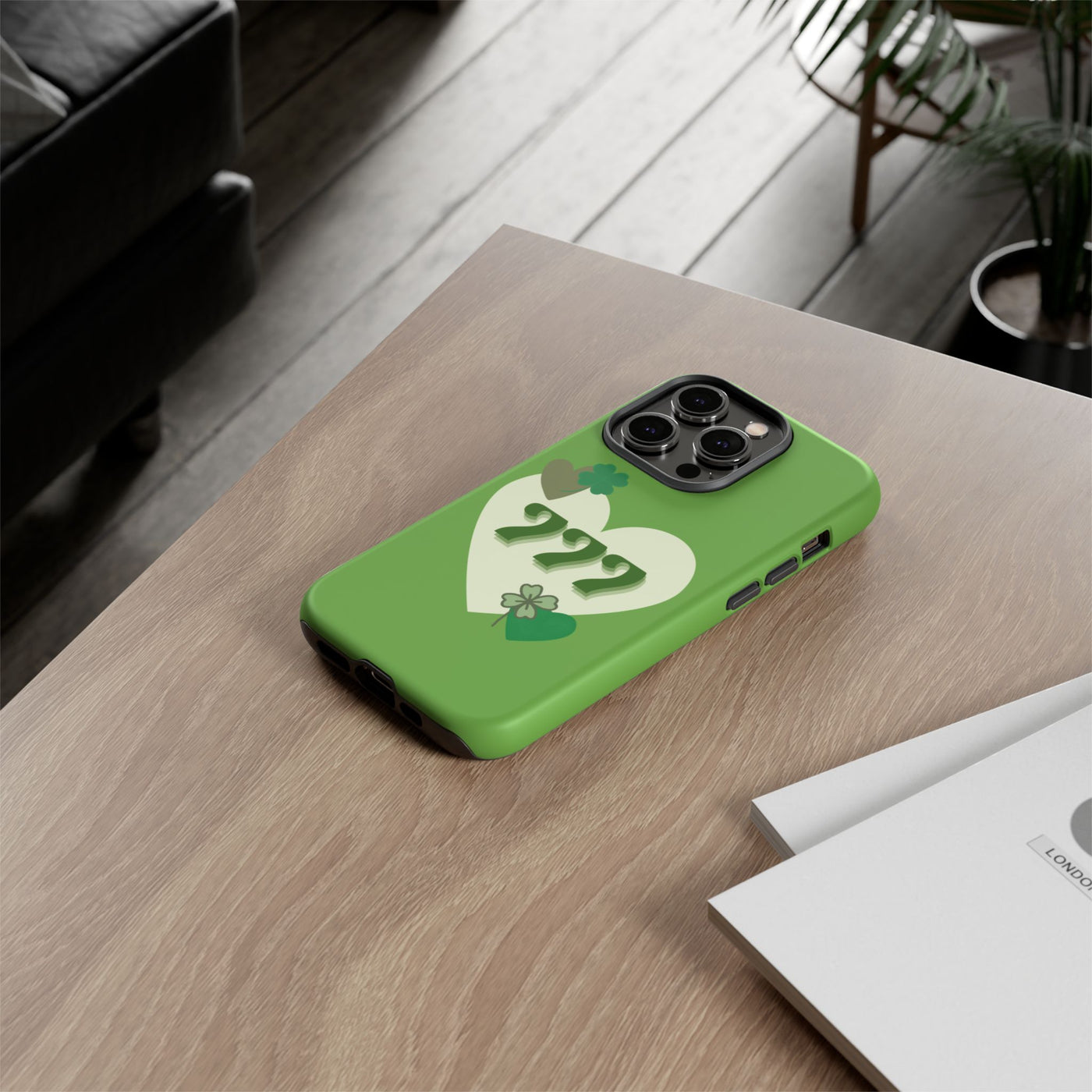 "Aligned in Love & Luck" – 777 Angel Number Heart Phone Case