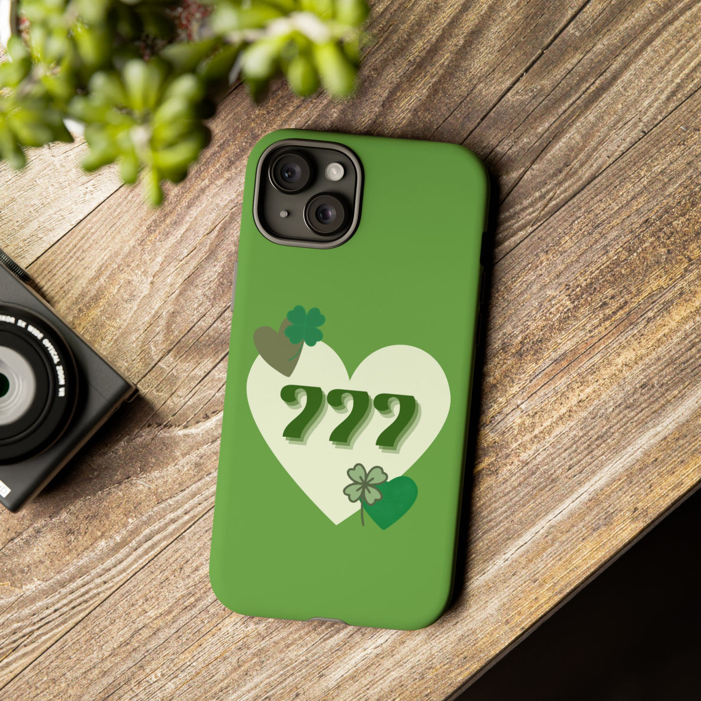 "Aligned in Love & Luck" – 777 Angel Number Heart Phone Case