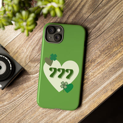 "Aligned in Love & Luck" – 777 Angel Number Heart Phone Case