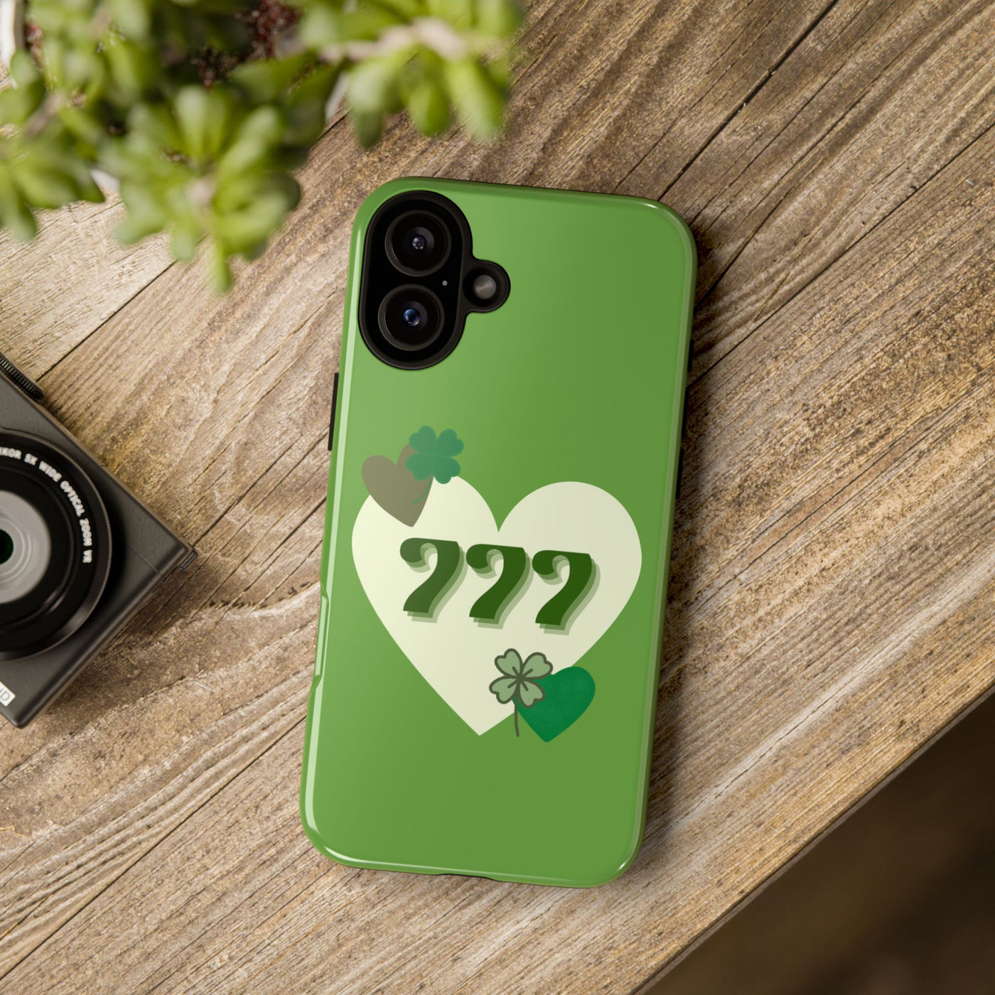 "Aligned in Love & Luck" – 777 Angel Number Heart Phone Case