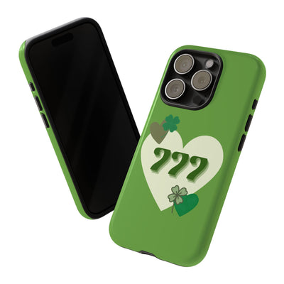 "Aligned in Love & Luck" – 777 Angel Number Heart Phone Case