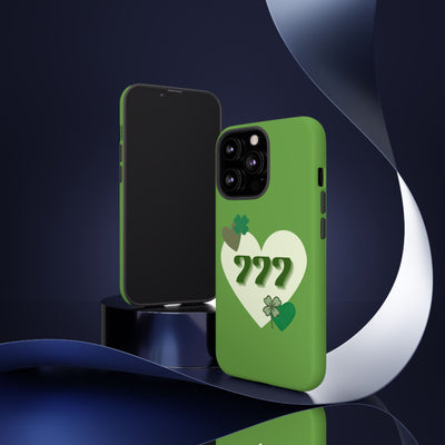 "Aligned in Love & Luck" – 777 Angel Number Heart Phone Case