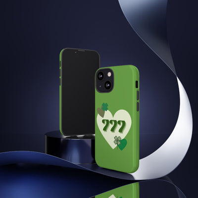 "Aligned in Love & Luck" – 777 Angel Number Heart Phone Case