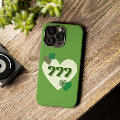 "Aligned in Love & Luck" – 777 Angel Number Heart Phone Case