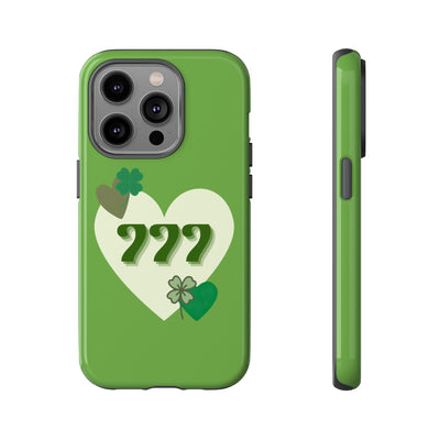 "Aligned in Love & Luck" – 777 Angel Number Heart Phone Case