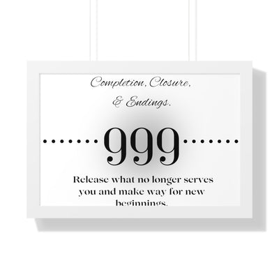 Angel Number 999 - Framed Horizontal Poster