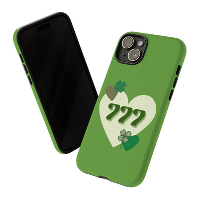 "Aligned in Love & Luck" – 777 Angel Number Heart Phone Case