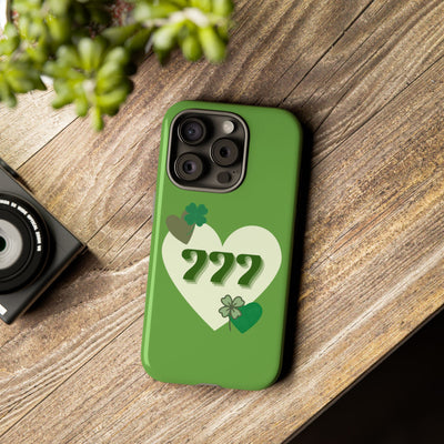 "Aligned in Love & Luck" – 777 Angel Number Heart Phone Case