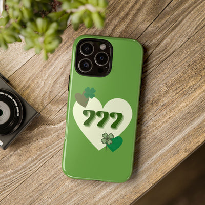 "Aligned in Love & Luck" – 777 Angel Number Heart Phone Case