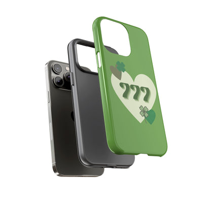 "Aligned in Love & Luck" – 777 Angel Number Heart Phone Case