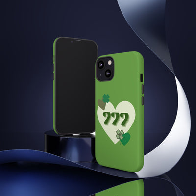 "Aligned in Love & Luck" – 777 Angel Number Heart Phone Case