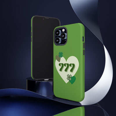 "Aligned in Love & Luck" – 777 Angel Number Heart Phone Case