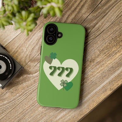 "Aligned in Love & Luck" – 777 Angel Number Heart Phone Case