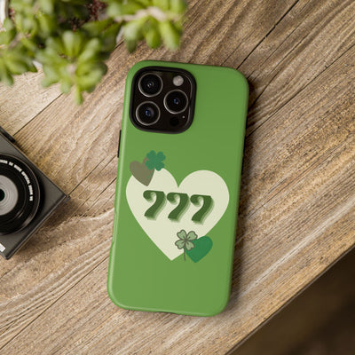 "Aligned in Love & Luck" – 777 Angel Number Heart Phone Case