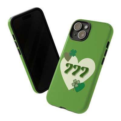 "Aligned in Love & Luck" – 777 Angel Number Heart Phone Case