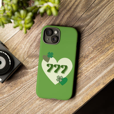 "Aligned in Love & Luck" – 777 Angel Number Heart Phone Case