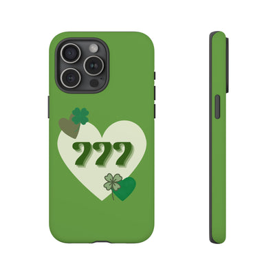 "Aligned in Love & Luck" – 777 Angel Number Heart Phone Case