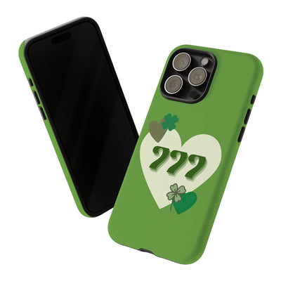 "Aligned in Love & Luck" – 777 Angel Number Heart Phone Case